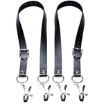 Spread Xl Labia Spreader Straps | Vegan Friendly Leather Straps And Rubber Tipped Pinchers To Spread Your Lips Open, Black (Ag465)