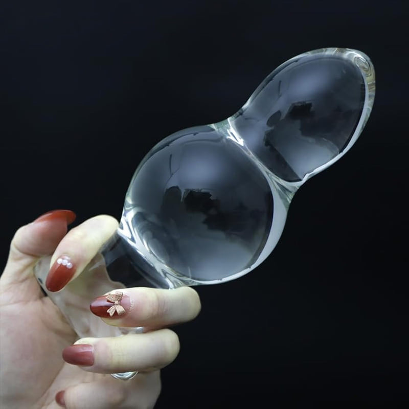 Large Gourd Shape Glass Anal Plug Prostate Massage Crystal Butt Trainer Expander Toy (Xl)