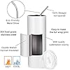 Skinny 20 OZ Straight Stainless Steel White Tumbler with Metal Straw for Heat Press Machine Printing 4 Pack