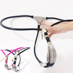 Female Invisible Chastity Device With Hole Stainless Steel Adjustable Bdsm Slave Chastity Belt Underwear Invisible Thong Pant Lock (Black, 60-90Cm)