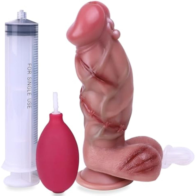Silicone Squirting Scar Dildo Ejaculating Sex Toy,7.68" Ejaculating Cumming Dildo, Soft Women Vagina Stimulate,Suction Cup Anal Jetting Adult Toy Cums Fake Penis