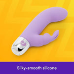 Frisky Rabbit Vibrator - 4 Inch Silicone Slimline G Spot Vibrator For Women - Beginner Friendly 10 Function Dual Stimulation Adult Sex Toy - Waterproof - Purple