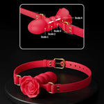 Silicone Mouth Gags Adjustable Depth Dildo Flower Shape Open Mouth Ball Gag With Adjustable Leather Strap Sm Restraints Fetish Sex Toys For Women Men (Red)