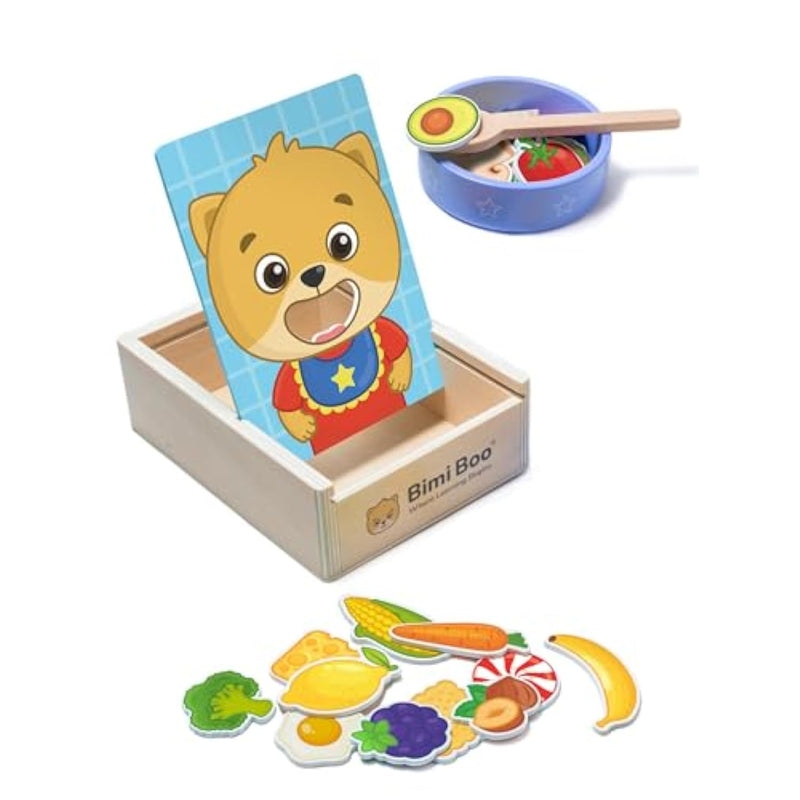 Wooden Feeding Toy - Montessori Scooping Toy For Toddlers 1-4+ - Fine Motor Skills Pretend Play Food Set For Kids (27 Various Foods, A Spoon, Bowl)