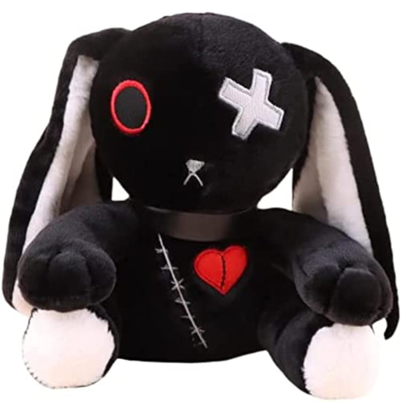 Rabbit Plush Doll, Halloween Scary Rabbit Stuffed Animal Long Ears Standing Toy, Suitable For Fans Easter Christmas Birthday Gift. (Small Black)
