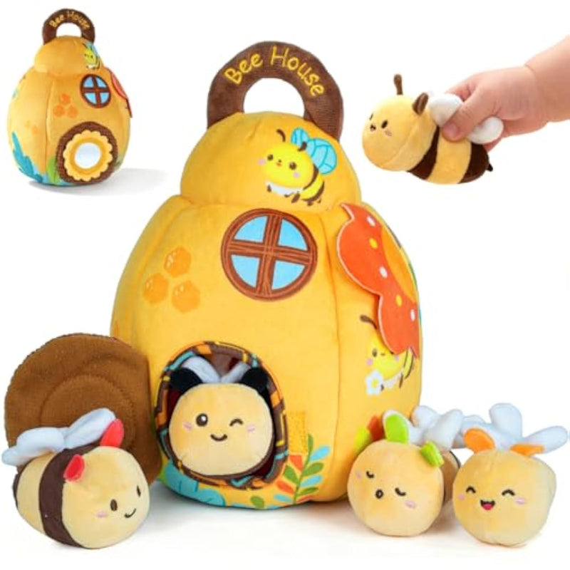 Baby Toys For Baby Infant 0-3-6-12 Months, Soft Beehive Toddlers Busy Toys With 5 Sensory Plush Bees - Bells, Crinkle, Rattles, Mirror & Textures, Stuffed Animals For Boy, Girl Christmas Birthday Gift