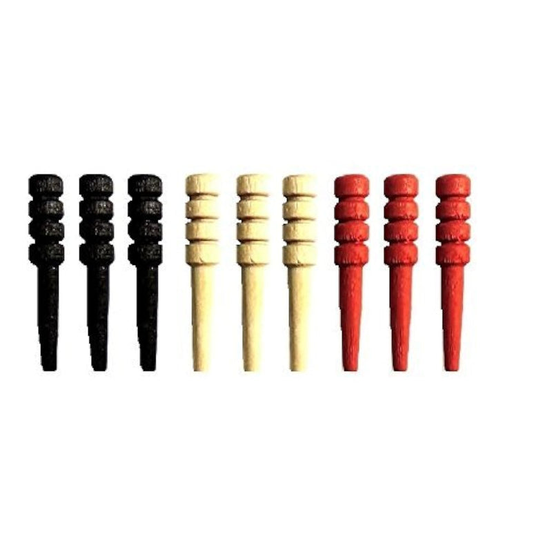 Set Of 9 Wood Cribbage Pegs Standard Size In Black Natural Red