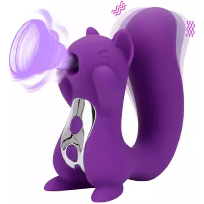 Dual Pleasure Squirrel Vibrator & Air-Pulse Clitoral Stimulator, Clitoral Sucking, Clit Vibrator, Pressure-Wave Technology, Waterproof, Rechargeable, Sex Toy Vibrator For Women (Purple)