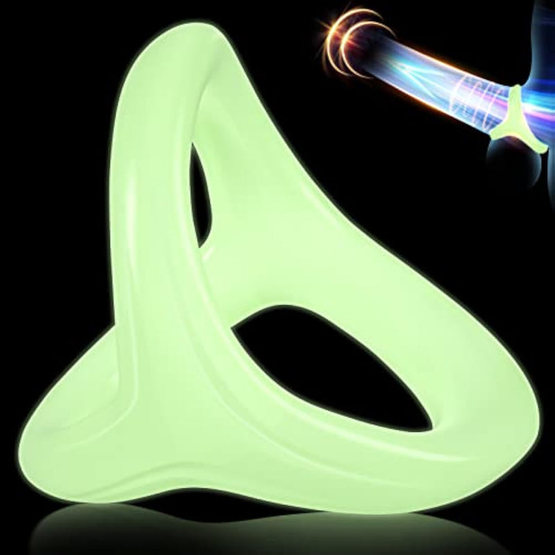 Silicone Penis Ring For Men, 3 In 1 Ultra Soft Stretchy Cock Ring Penis Enlargers Erect Support Ring, Sex Toy For Men, Main Inner-Diameter 1.6", Luminous