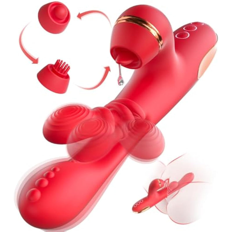 Sex Toys Vibrator Dildo, Adult Toys For Women G Spot Vibrator Clitoral Stimulation With 10 Unique Kneading & Vibrating Modes, 10 Tapping Patterns Rabbit Vibrator Adult Sex Toys & Games