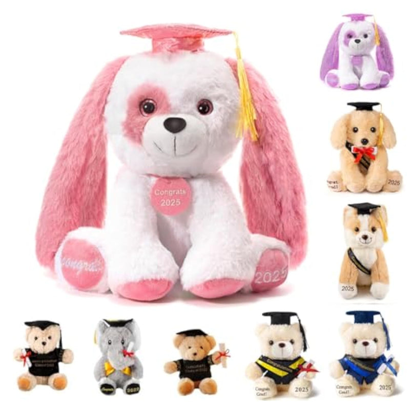 Graduation Gift 8 Inch Graduation Stuffed Animal Graduation Plush Stuffed Animal (Pink)