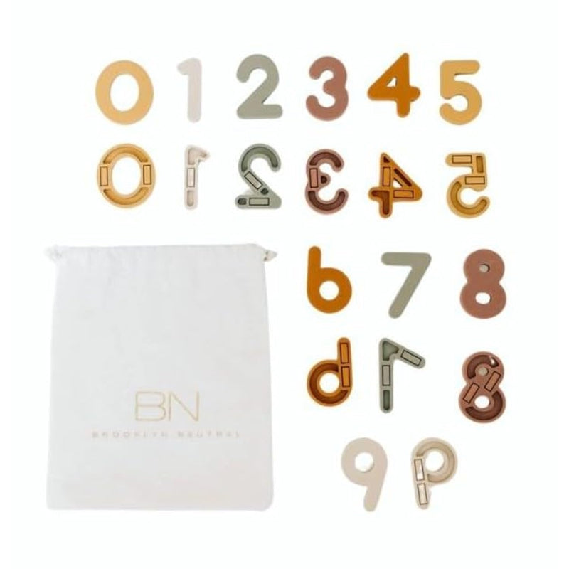 Boho Aesthetic Silicone Magnetic Numbers 20 Piece Play Set- Non-Toxic Toddler Magnets For Kids, Modern Neutral Educational Math Toys, Number Magnets For Classroom & Playroom