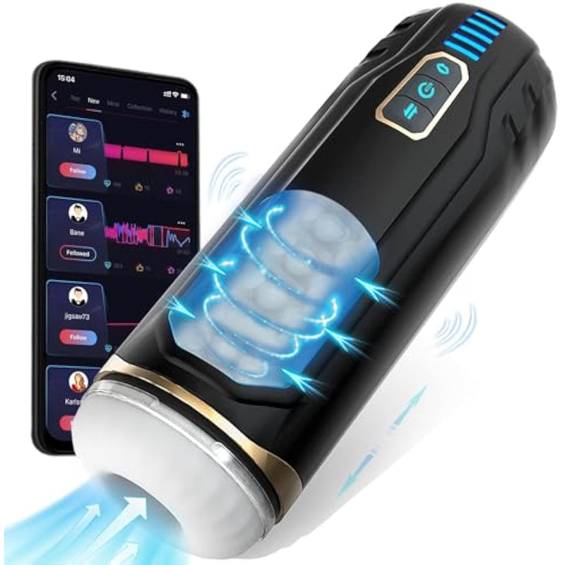 Male Masturbator App Controlled Sex Machine, Automatic 2-In-1 Sex Toy With 10 Thrusting, Vibration Sucking Modes Pocket Stroker, 3D Realistic Sleeve For Men Masturbation