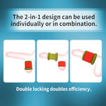 2 In 1 Penis Ring, Dual Cock Ring, Testicles Scrotum Restraint Ring, Harder Stronger Erection, Enhancing Delay Premature Ejaculation, Sexual Stamina Enhancer For Male (Red Set 1)