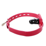 Black BDSM Penis Gag with Adjustable Pink Faux Leather Strap for Bondage and Kinky Play