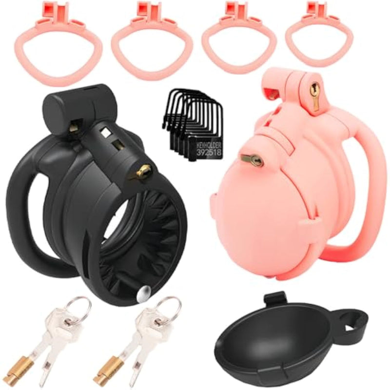 Male Bdsm Spiked Cock Cage Chastity Device With 4 Arc Rings Set, Cbt Spikes Cage Men Abstinence Penis Pain Bondage Sm Punishment Extreme Fetish Sex Toys For Gay Couples Professionals (Pink)
