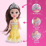 Liberty Imports 12 Pack Little Royal Princess Dolls - Mini Pocket Size Toddler Toys Fantasy Pretend Play Set with Dress, Accessories for Kids, Girls Dollhouse, Party Favors (4.5-inches)