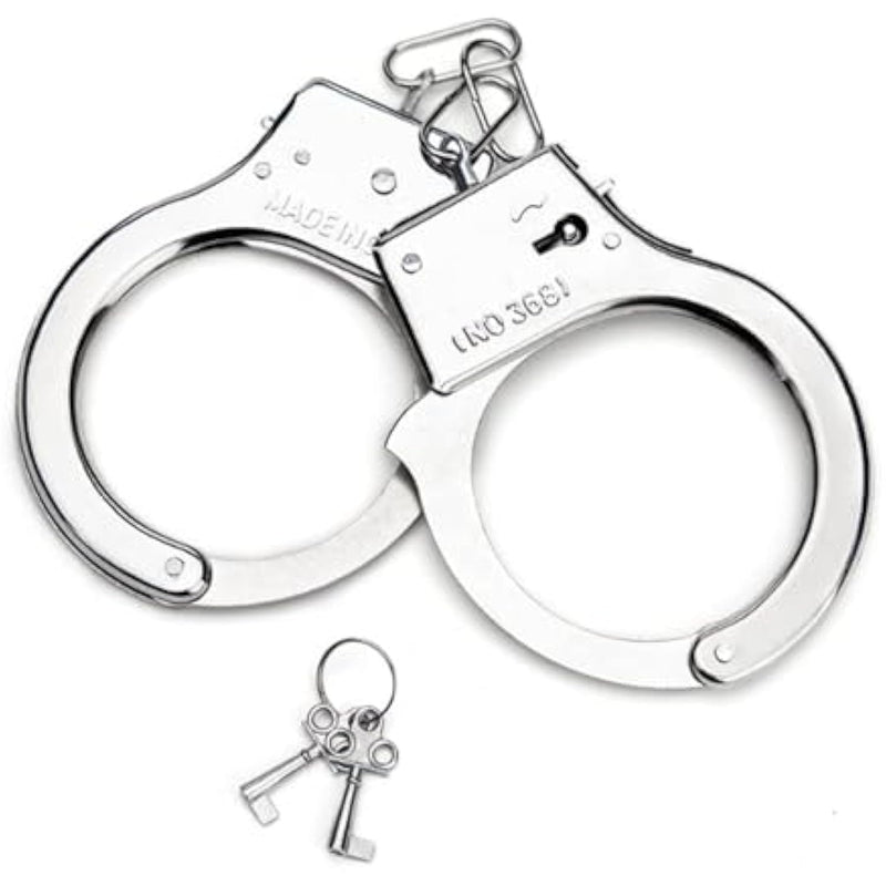 Metal Handcuffs With Keys For Cosplay Police, Play Toy Metal Handcuffs Party Supplies Costume Accessories, Handcuffs Prop Dress Ball Party (Silver) (Silvery)