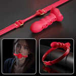 Silicone Mouth Gags Adjustable Depth Dildo Flower Shape Open Mouth Ball Gag With Adjustable Leather Strap Sm Restraints Fetish Sex Toys For Women Men (Red)