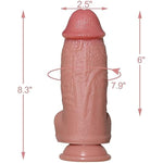 Realistic Dildo Double Layer 2.5 Inch Diameter Silicone Material No Any Smell Huge Penis Big Dick Cock Dong Strong Suction Cup 2 Balls G-Spot Adult Sex Toys (8.3 Inch)