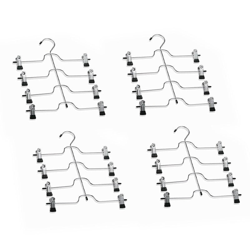 4-Tier Trouser And Skirt Hangers - Chrome And Black Vinyl - Sturdy And Space-Sav
