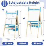 Adjustable Double-Sided Kids Easel with Whiteboard, Chalkboard & Paper Roll