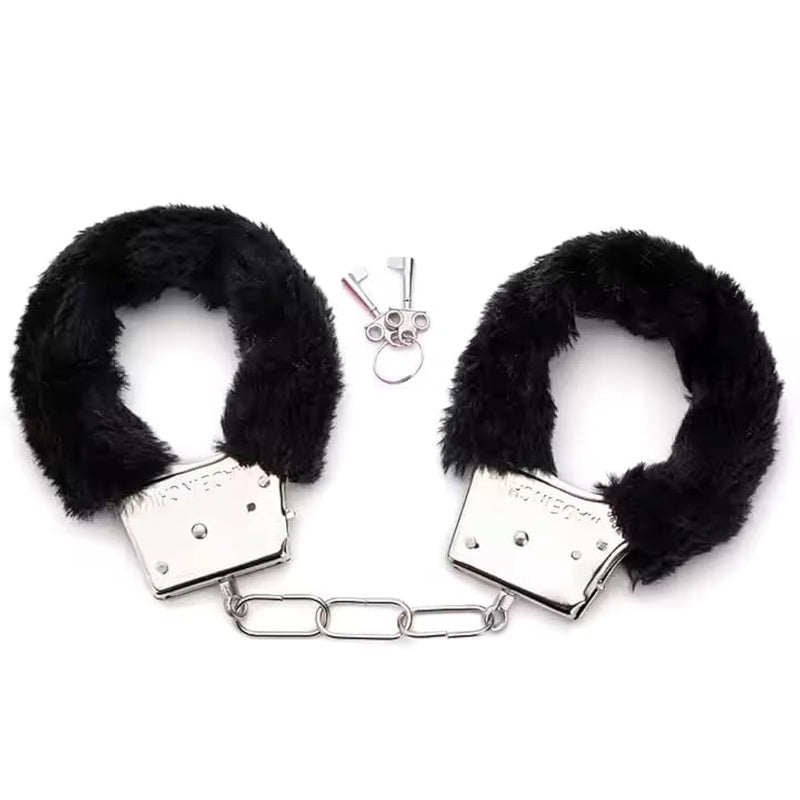 Fluffy Handcuffs For Couples – Soft Sex Cuffs, Bedroom Handcuffs For Beginners, Adjustable Bdsm Handcuffs, Handcuff Sex Bed Adult Set, Kinky Handcuffs For Playful Bondage, Sex Handcuff (Black)