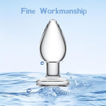 Glass Anal Butt Plug Glass Trainer With Large Base - Glass Ball 1.57 Inch Diameter Butt Plug - Clear Anal Toys G Spot Stimulation Prostate Massager For Men Women Beginner