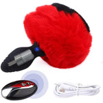 Anal Tail Plug Vibrator Bunny Faux Fur Silicone Butt Plug Rechargeable With Wireless Remote Control For Adult Sex Toys For Role Play Cosplay Women
