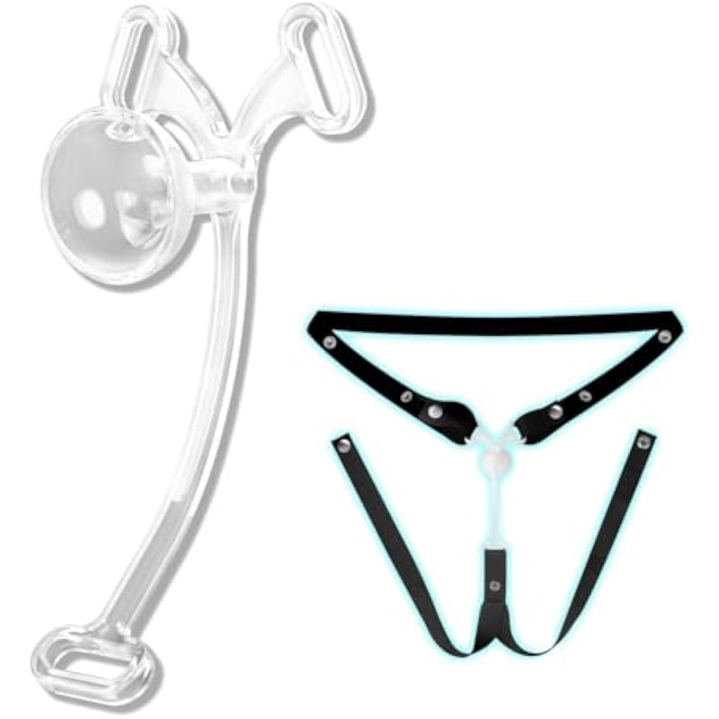 Lightweight Nylon Chastity Cage Lock With Adjustable Elastic Auxiliary Belt Inverted Chastity Clip Sex Toys & Games For Men, Gay Penis Exercise (Clear,Large)