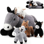 5 Pcs Donkey Stuffed Animals 18 Inches Large Stuffed Mommy Donkey With 4 Babies Burro Plush For Baby Shower Nurturing Plushie Toy Set For Kids Boys Girls Christmas Birthday Gifts