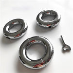 Heavy Stainless Steel Male Penis Ring Metal Smooth Bondage Rooster Ring With Key(33Mm)