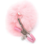 Furry Feather Nipple Clamps Clips Adjustable Rabbit Tail Toy Unisex (Pink)
