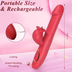 Thrusting Vibrator Sex Toys 4In1 G Spot Vibrator,Tongue Toy For Women Rose Sex Toys With 9 Vibrating& Thrusting& Licking Modes, Dildo For Clitoral Sex Games,Nipple Anal Couples Adult Toys Dildos
