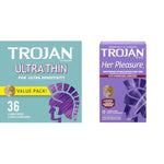 TROJAN Ultra Thin 36 Count Condoms and TROJAN Her Pleasure Sensations 12 Count Spermicidal Lubricated Condoms