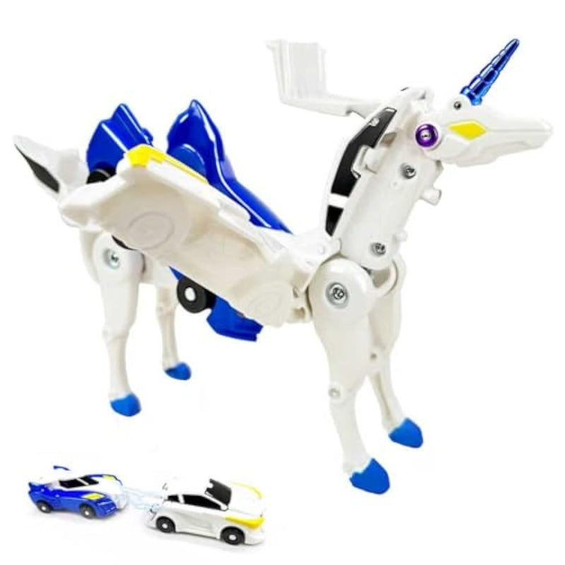 Collision Transforming Unicorn Car Toy – 2 Cars Crash & Transform Into Unicorn Robot Toys For Kids – Fun Gift For Boys & Girls, Birthday & Christmas