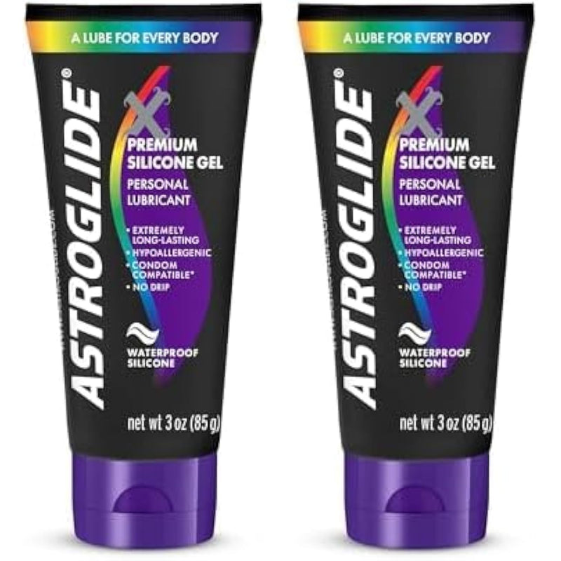 Astroglide X Silicone Based Sex Lube Gel (3 oz.) | Waterproof & Long-Lasting Personal Lubricant Gel | Condom Safe | Not Made with Parabens or Glycerin | Intimate Lube for Couples, Men and (Pack of 2)