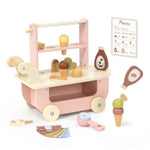 Wooden Ice Cream Cart For Kids, Ice Cream Truck Toy With Scooper & Wheels, Play Kitchen Accessories For Pretend Play With Menu & Pretend Money, Imaginative Preschool Toys For Girls & Boys 3+