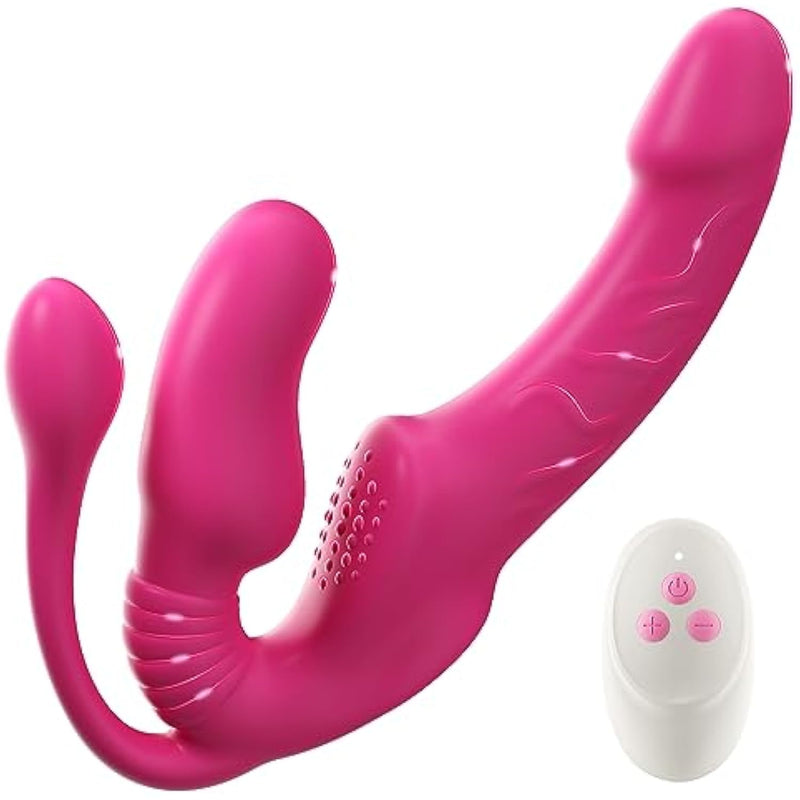 Vibrating Strapless Strap On Dildo Sex Toys - Triple Headed Strapon Vibrator With 10 Vibration G-Spot For Lesbians, Anal Plug Enhance Pleasure With Remote Control Adult Toy & Game