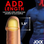 Jock Extra Long 1.5" Penis Extension Sleeve For Men & Couples. Gain Size In Seconds! Realistic Feel With Textured Sheath, Smooth And Snug Wear, Custom Length. Body-Safe Tpe. 1 Piece, Light