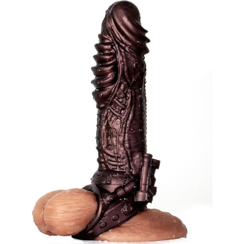 Cyberpunk Penis Sleeve Girth Enhancer For Men Silicone Mechanical Design Fantasy Cock Sheath Male Extender With Textured Details For Couples Intimate Play (T205-F)