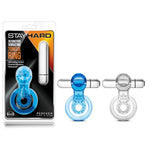 Stay Hard 10 Function 3 In 1 Stimulating Aaa Battery Powered Fragrance Free Vibrating Tongue Ring C Ring With Bullet - Easy Cleaning Ipx7 Submersible Waterproof - Men Couples - Blue