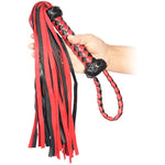 Bondage Spanking Flogger, 18.9Inch Faux Leather Whips For Adults Bdsm Play, Black And Red