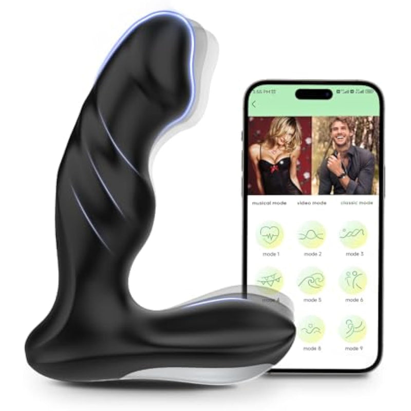 Prostate Massager Anal Vibrator, Ultra-Soft Silicone Sex Toys For Men Butt Plug With 9 Vibrating Modes App Remote Control Anal Plug Anal Dildo Adult Couple Toys