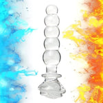 Crystal Anal Bead Glass Butt Plug - Clear Glass Anal Plug With Gradual Large Anus Beads, Transparent Anal Dildo Butt Plug Vaginal Prostate Massage Stimulation Anal Sex Toy For Men Women Couple (L)