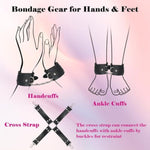 Pack Of 10 Sex Bondage Bdsm Kit Restraints - Bondage Sets Restraint Kits Handcuffs Ankle Cuffs Blindfold Gag Cross Strap Spank Padle Tickler Bondage Rope Nipple Clamp