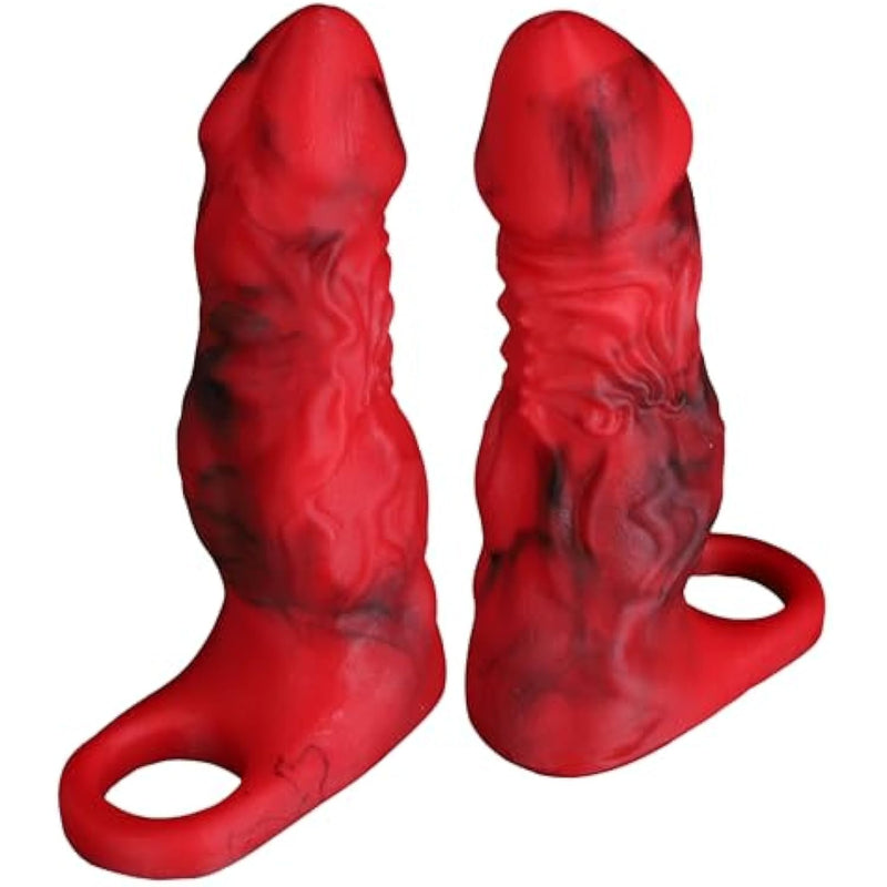 Penis Sleeve Fantasy Sex Toys For Male, Internal Simulated Female Vaginal Contours Cock Sleeve, Reusable Soft Platinum Silicone Penis Extension Sleeve Men Couples Sex Toys(Tight Entrance)