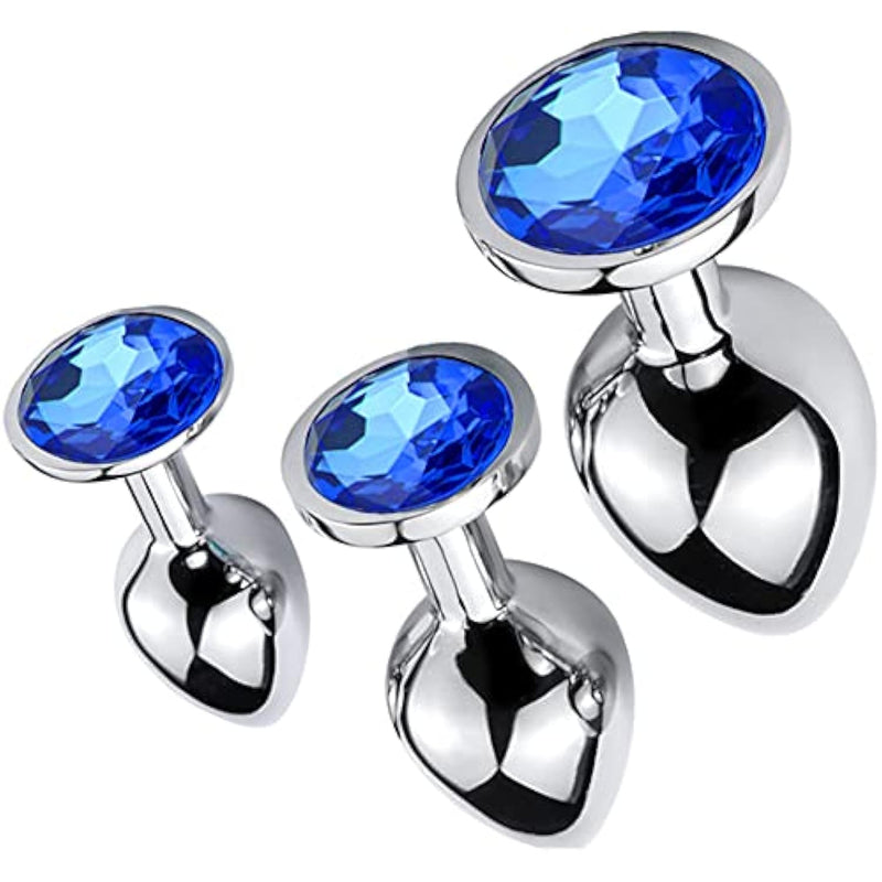 3 Pcs Anal Sex Toys Stainless Metal Butt Plugs Anal Trainer Kits Prostate Massager Vaginal G-Spot Stimulation Personal Massage For Men Women Couples