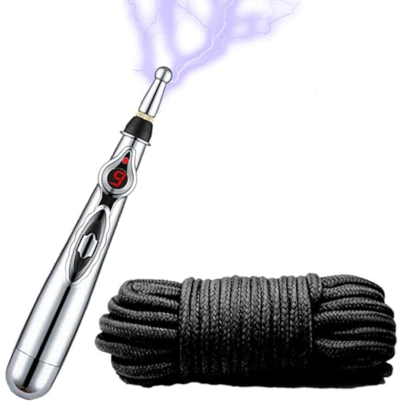 Estim Sex Electrosex Wand With Sex Rope 39.3 Inch Sex Bondage Restraint Gear Bdsm Toys, Electric Shock Nipple Penis Anal G Spot Clitoris Labia Sm Kit For Couples Kinky Men Women Sexual Pleasure Device