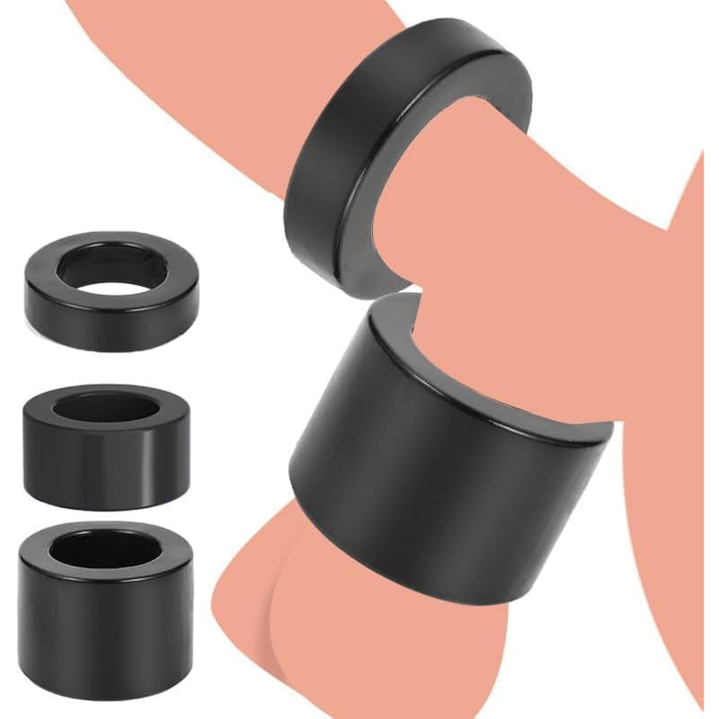 Silicone Cock Ring Set, 3 Wide Rings For Enhanced Performance, Black Soft Silicone, Stretchy Reusable Penis Rings, Different Wide, One Size